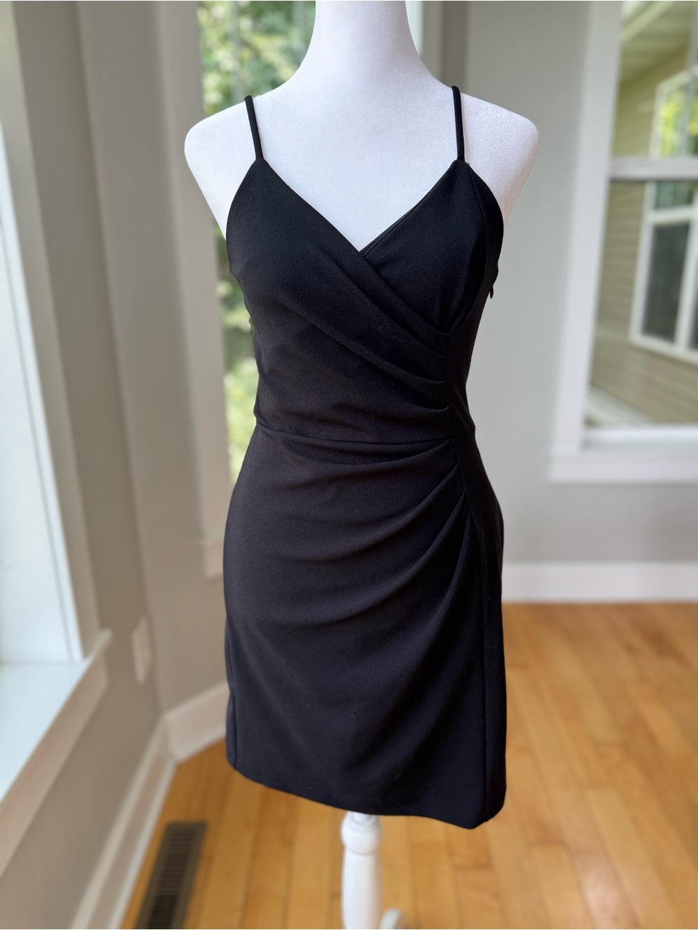 Express Black Mini Wrap-Style Spaghetti Strap Dress Size XS